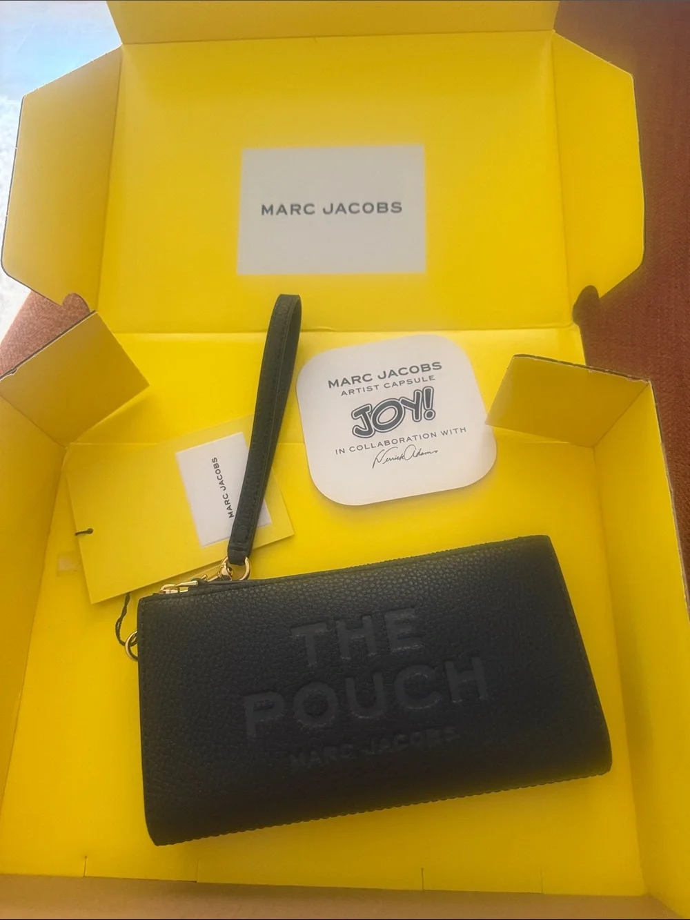 Marc Jacobs Black Embossed 'The Pouch' Leather Wristlet Key & Card Holder